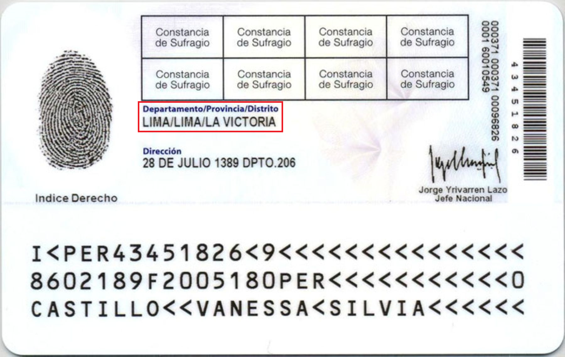 Reverso del DNI
